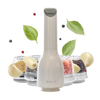 Młynek Elektryczny Do Soli Pieprzu Przypraw+2 Pojemniki Finamill Biały Usb - Inny producent