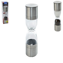 Młynek podwójny ORION 5x22 cm - stal nierdzewna sól pieprz ceramiczny mechanizm regulacja mieleniа klepsydra kuchnia