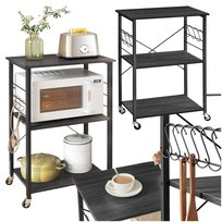 Mobilna szafka Regał na kółkach półka kuchenna Wózek czarny na mikrofalówkę