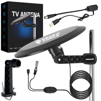 MOCNA Antena Aktywna DVB-T2 do TV Dookólna FHD 4K MUX-8 LTE Wzmacniacz AH-13 - Renew Force