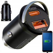 MOCNA ŁADOWARKA SAMOCHODOWA SZYBKIE ŁADOWANIE PD QC 45W USB - USB-C Lewer