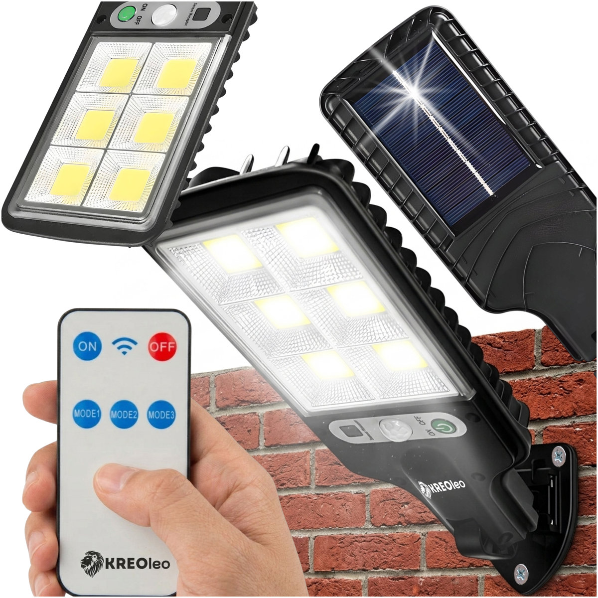 MOCNA LAMPA SOLARNA OGRODOWA LED CZUJNIK RUCHU I ZMIERZCHU ULICZNA PILOT