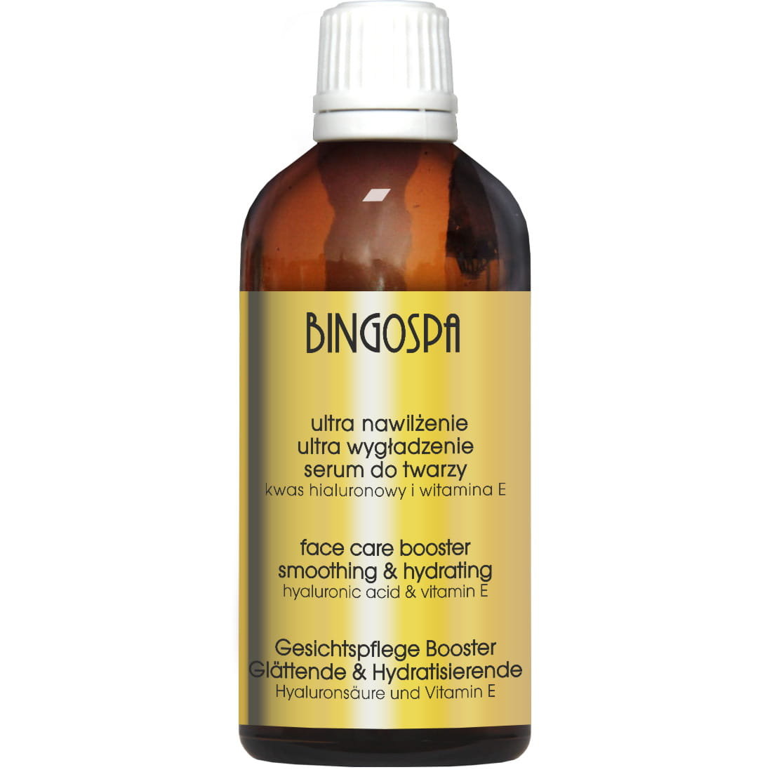 MOCNE NAWILŻENIE Face Care Smoothing Booster with Hyaluronic Acid & Vitamin E Gold Glycerin BINGOSPA-Zdjęcie-0