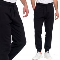 MOCNE OCIEPLANE SPODNIE MĘSKIE DRESOWE JOGGERY BAWEŁNIANE MORAJ BLACK XXL BLACK