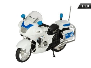 Model 1:18, Motocykl Policja, biały, z efektami dźwiękowymi i świetlnymi - Carmotion