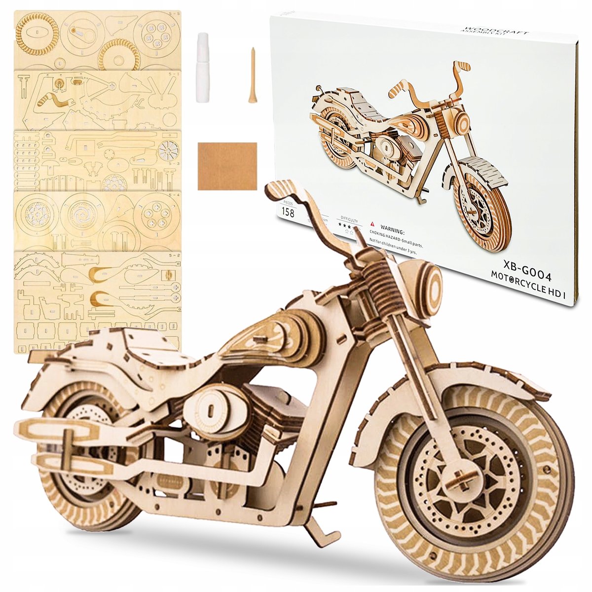 MODEL PUZZLE KONSTUKCYJNE 3D DREWNIANE Motocykl HARLEY DAVIDSON Motor ...