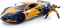 Model samochodu X-Men Marvel 1/24 - Chevrolet Corvette Stingray 2020 (wraz z figurką Wolverine)