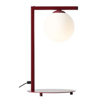 Modernistyczna lampa stołowa Zac szklana kula ball czerwona biała - Aldex