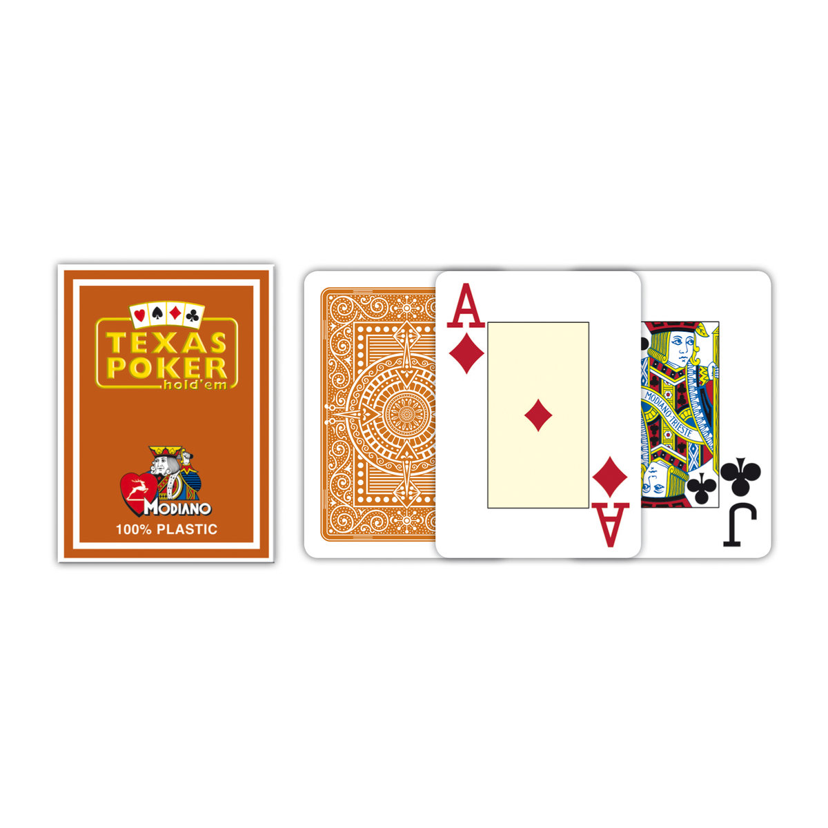 Modiano, karty Texas Poker Jumbo Index Plastic, brązowy
