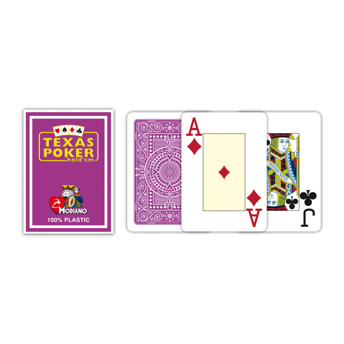 Modiano, karty Texas Poker Jumbo Index Plastic, fioletowy