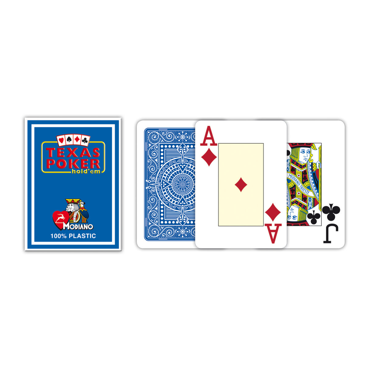 Modiano, karty Texas Poker Jumbo Index Plastic, niebieskie