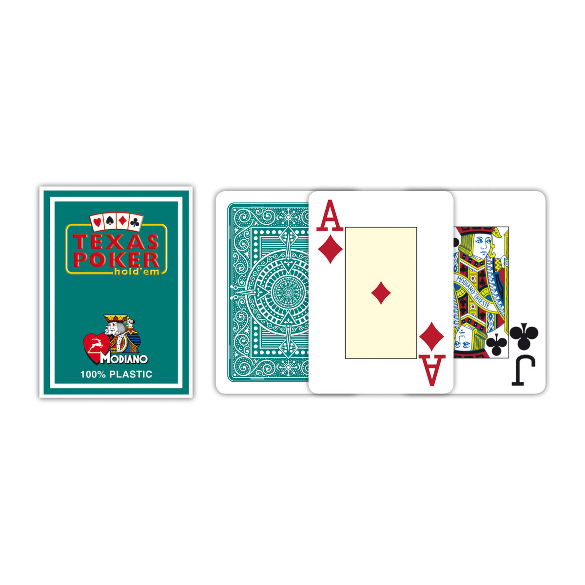Modiano, karty Texas Poker Jumbo Index Plastic, zielony