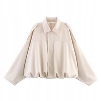 MODNA BIAŁA KURTKA DAMSKA STYLOWY FASON OVERSIZE WHITE BOMBKA LEKKA BLUZA Inna marka