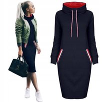 Modna Bluza Damska Sportowa Dresowa Długa Bluzka Oversize Bez Kaptura Tuba