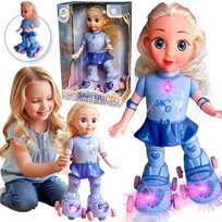 MODNA LALKA JEŻDŻĄCA NA WROTKACH SKATING GIRL Z MUZYKĄ ŚWIATŁEM DLA DZIECI