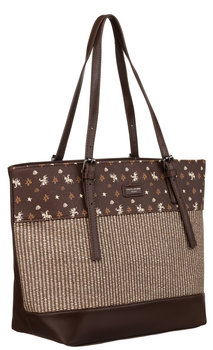 Modna torebka damska na ramię format A4 skóra ekologiczna torebka z kieszeniami shopperka David Jones, brązowy - DAVID JONES