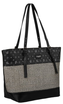 Modna torebka damska na ramię format A4 skóra ekologiczna torebka z kieszeniami shopperka David Jones, czarny - DAVID JONES