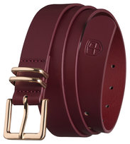 Modny pasek damski do spodni PETERSON klasyczny złota klamra casualowy do sukienki elegancki bordowy
