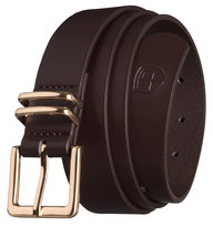Modny pasek damski do spodni z klasyczną klamrą eko skóra brązowy PETERSON 110