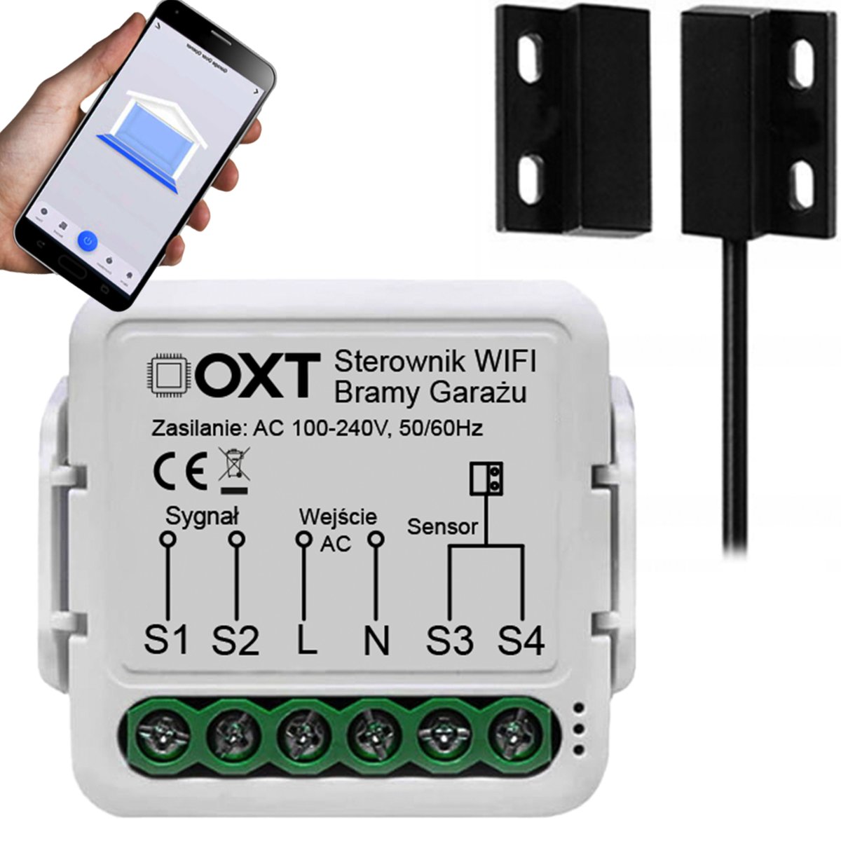 Zdjęcia - Włącznik Tuya Moduł OXT z Sensorem Kontaktronem do Bramy Garażu WiFi 