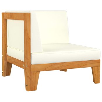 Moduł sofy narożnej, kremowe poduszki, drewno akacjowe - vidaXL