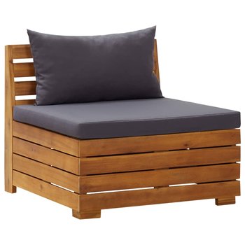 Moduł sofy środkowej, 1 szt, z poduszkami, lite drewno akacjowe - vidaXL