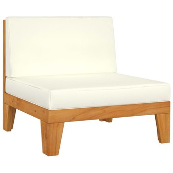 Moduł sofy środkowej, kremowe poduszki, lite drewno akacjowe - vidaXL