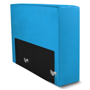 Moduł: tapicerowany podłokietnik LEON w kolorze niebieskim z metalowymi łącznikami – segment do zestawu mebli modułowych - Postergaleria