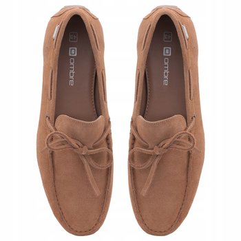 Mokasyny buty męskie skórzane z rzemykiem driver brązowe V3 OM-FOCS-0150 41 - Ombre