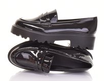 MOKASYNY DAMSKIE KLASYCZNE LOAFERSY LAKIEROWANE ELEGANCKIE MODNE CZARNE Inna marka
