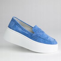Mokasyny damskie skóra zamsz GOODIN GD-LX1028 niebieski lekkie slip on 39 Goodin