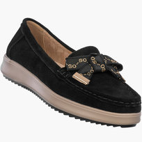 Mokasyny Damskie Skórzane Buty Eleganckie Półbuty Czarne Filippo DP6457/26 Czarny 38 FILIPPO