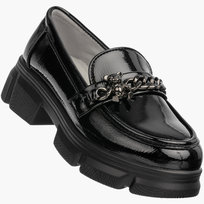 Mokasyny Dziewczęce Ekoskóra Buty Eleganckie Półbuty Lakierowane Czarne Clibee 37 Clibee
