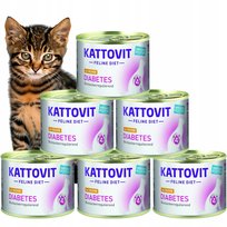 Mokra Karma dla Kota Kattovit puszka Diabets kurczak PAKIET 6x185g Pokarm