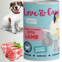 MOKRA KARMA DLA PSA Z JAGNIĘCINĄ 400g ANIMAL ISLAND LOVE&CARE BEZZBOŻOW
