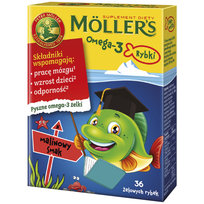 MOLLER'S, Omega-3 Rybki, malinowe, 36 szt.