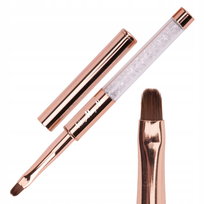 Molly Nails, Pędzelek Do Żelu Rozmiar 4, Golden Z Cyrkoniami Owalny Długość Włosia 7mm