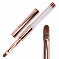 Molly Nails, Pędzelek Do Żelu Rozmiar 6, Golden Z Cyrkoniami Owalny Długość Włosia 8mm