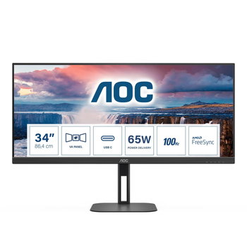 Monitor AOC 34" U34V5C/BK HDMI DP USB-C USB 3.1 x4 głośniki - AOC
