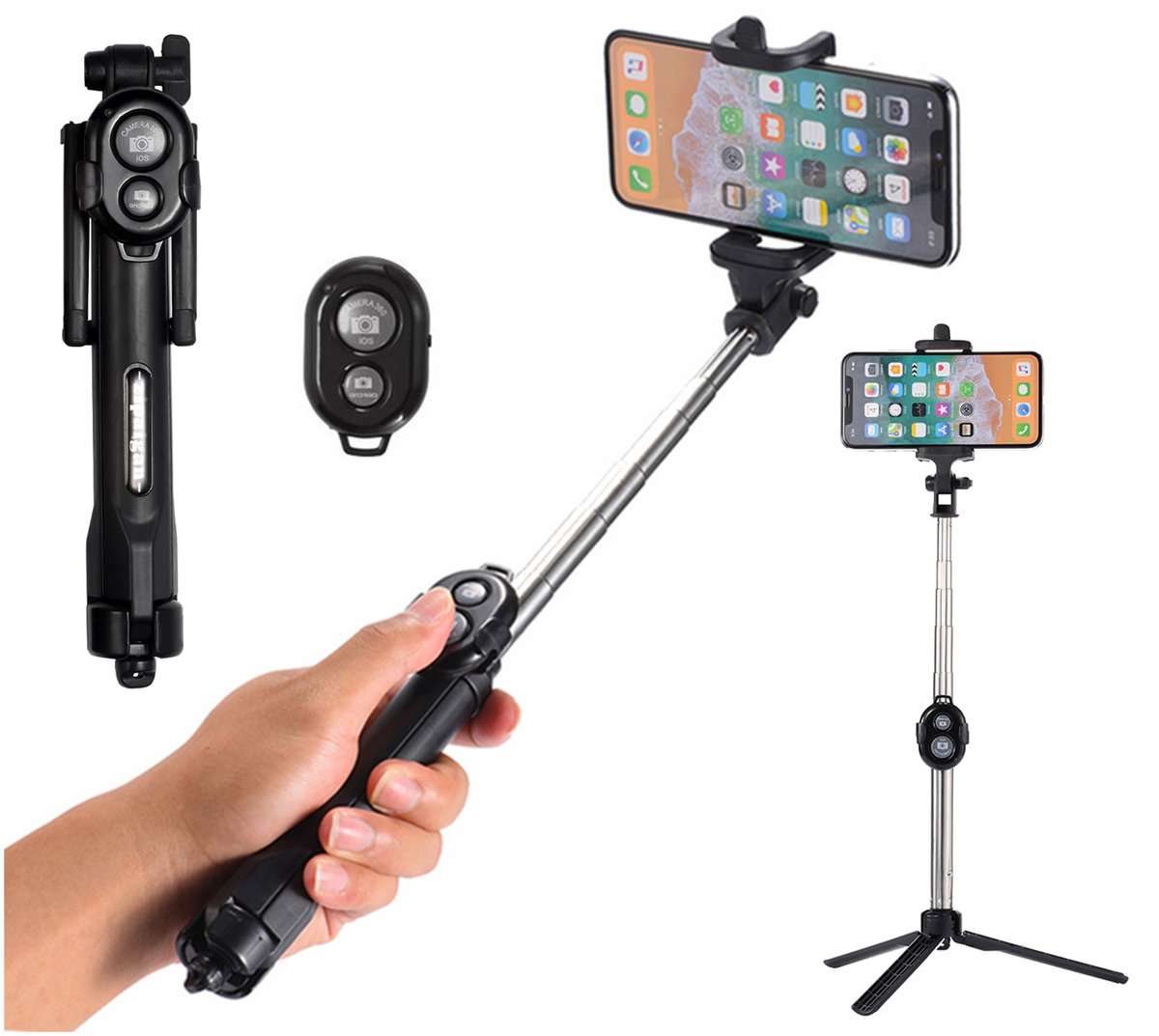 Monopod Uchwyt do Zdjęć Selfie Kijek Bluetooth 3w1 ISO TRADE