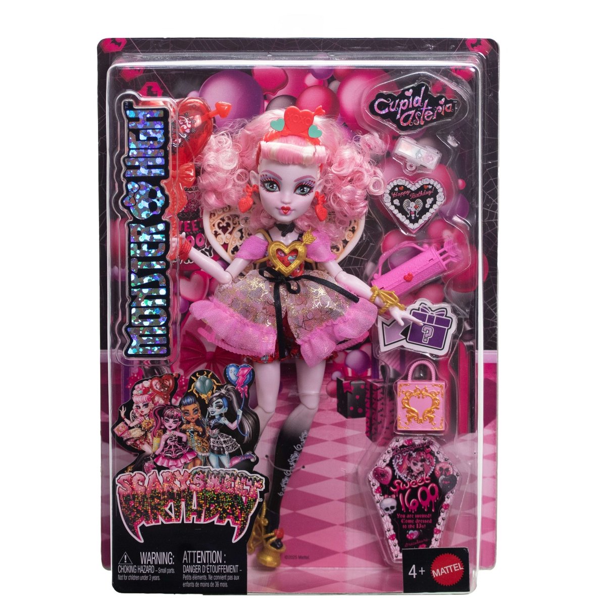 Mattel Monster High Straszysłodkie urodziny, Lalka Cupid Asteria i akcesoria, Zabawka dla dzieci 4+ JBG77