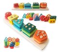 Montessori Układanka Sensoryczna Sorter Drewniana Piramidki - Happy Kiddo