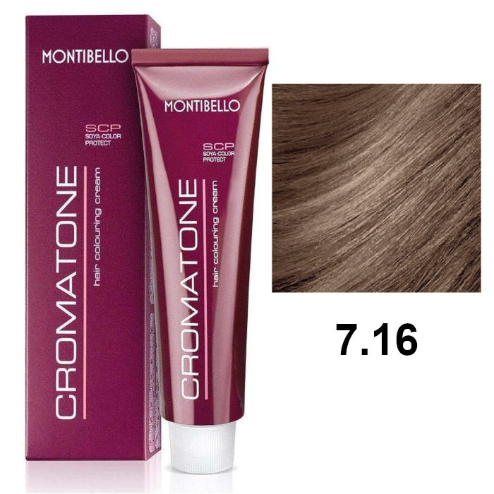 Фото - Фарба для волосся Montibello Cromatone Trwała farba do włosów - kolor 7.16 kasztanowy popiel