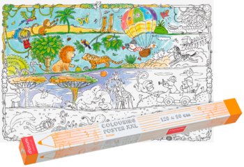 Monumi Kolorowanka Podłogowa XXL - Safari - Edukacja Przez Zabawę Wielkie Kolorowanie 120x80 cm - Monumi