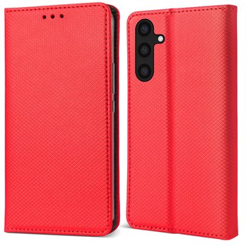 Moozy Etui z klapką do Samsung A54 5G, czerwone - etui z klapką na telefon z uchwytem na kartę i stojakiem, etui z klapką ze wzorem, miejscami na karty kredytowe, magnetycznym etui-portfelem - MOOZY