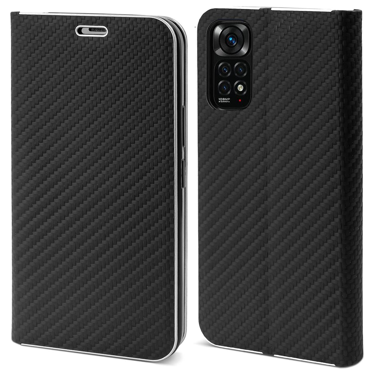 Moozy Etui z portfelem do Xiaomi Redmi Note 11 / 11S, Black Carbon ...