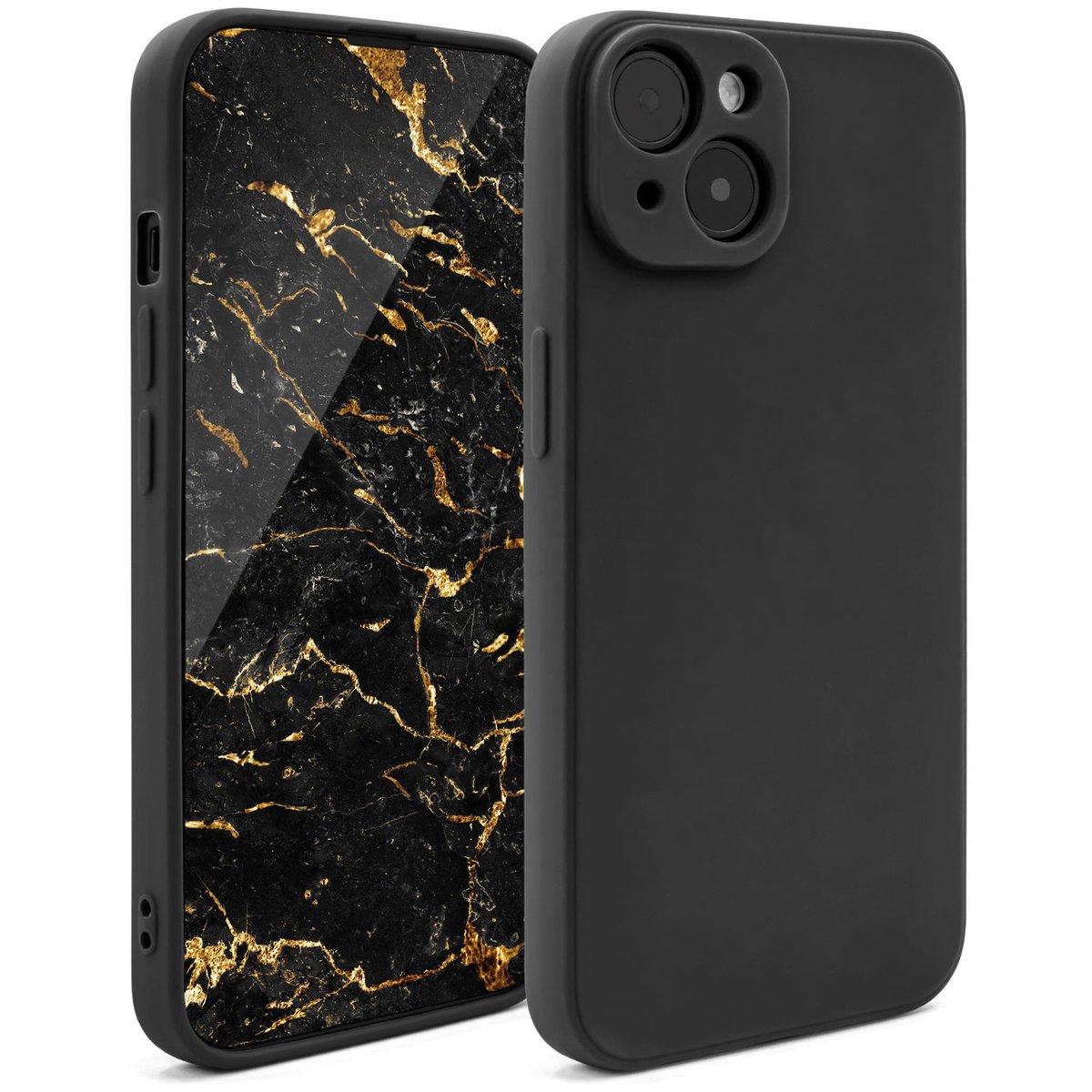 Moozy Silikonowe etui z serii Minimalist do iPhone a 14 czarne matowe wykończenie Lekkie etui