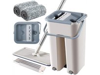 Mop Płaski Dwukomorowy Wiadro Z Wyciskaczem Wkłady