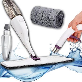Mop płaski obrotowy zestaw ze spryskiwaczem + wkład mikrofibra spray - Bounn
