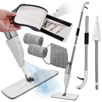 MOP PŁASKI ZE SPRYSKIWACZEM 350ml MIKROFIBRA 3 SZT DŁUGI 125cm + 3x WKŁADY - Lewer